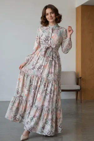 Desenli Tesettür Jessica Elbise