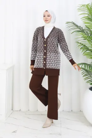 Patterned Knitwear Cardigan Set