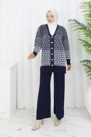 Patterned Knitwear Cardigan Set