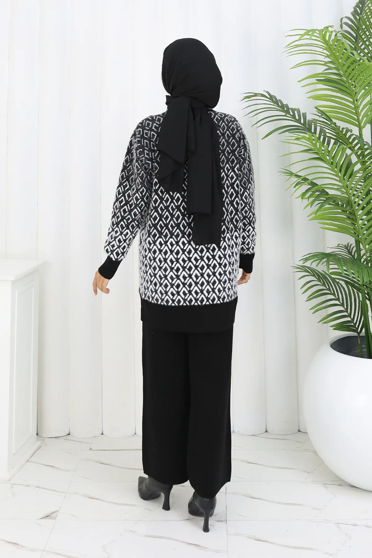 Desenli Triko Hırka Takım-detail