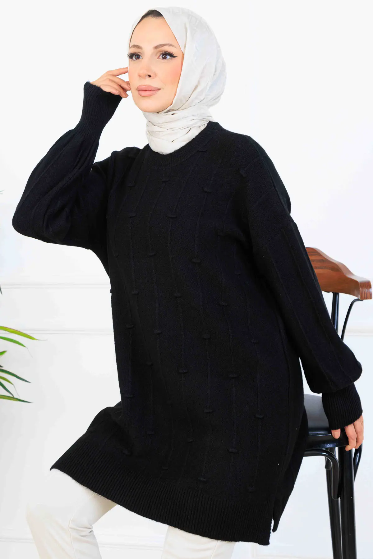 Desenli Triko Tunik-detail