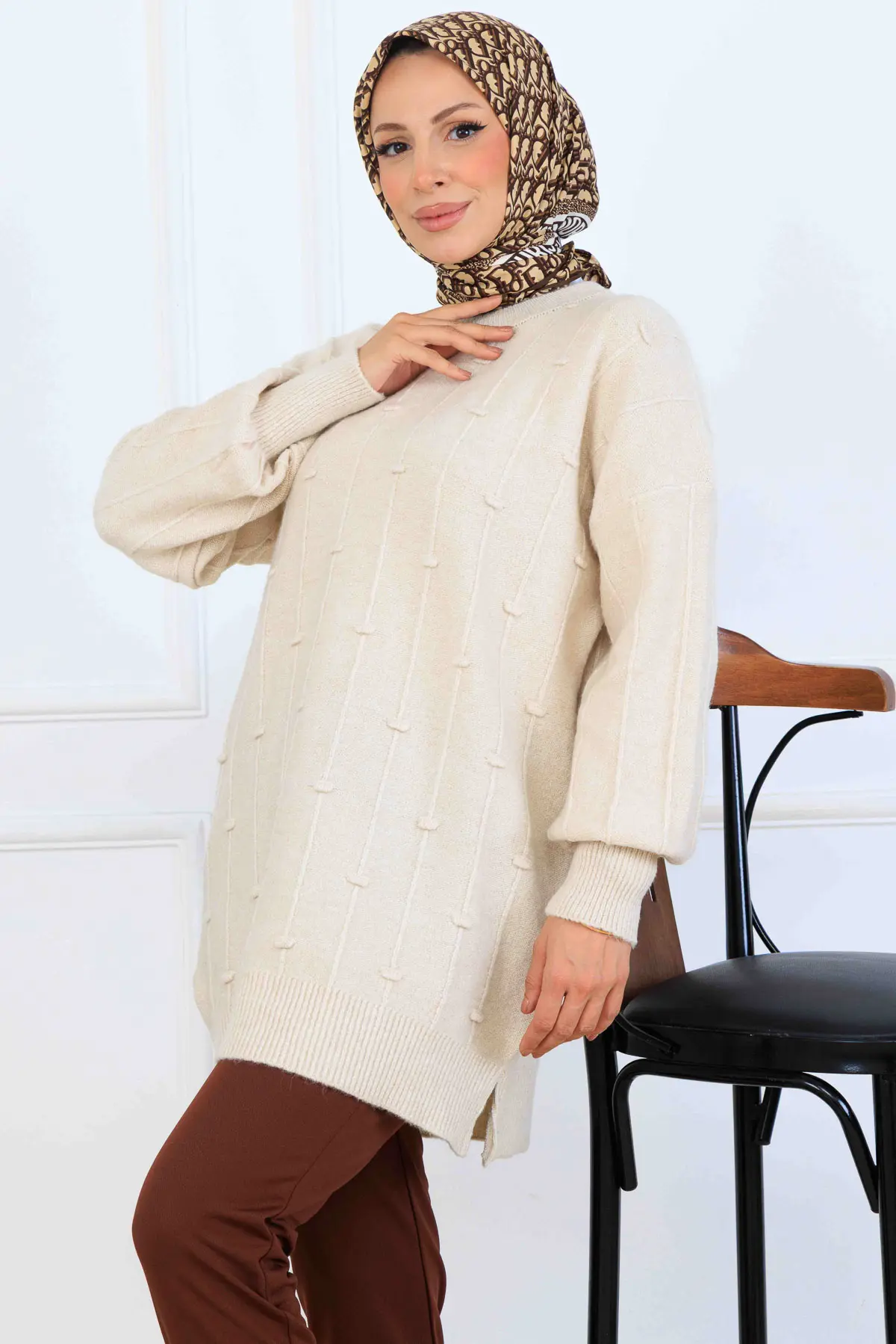 Desenli Triko Tunik-detail