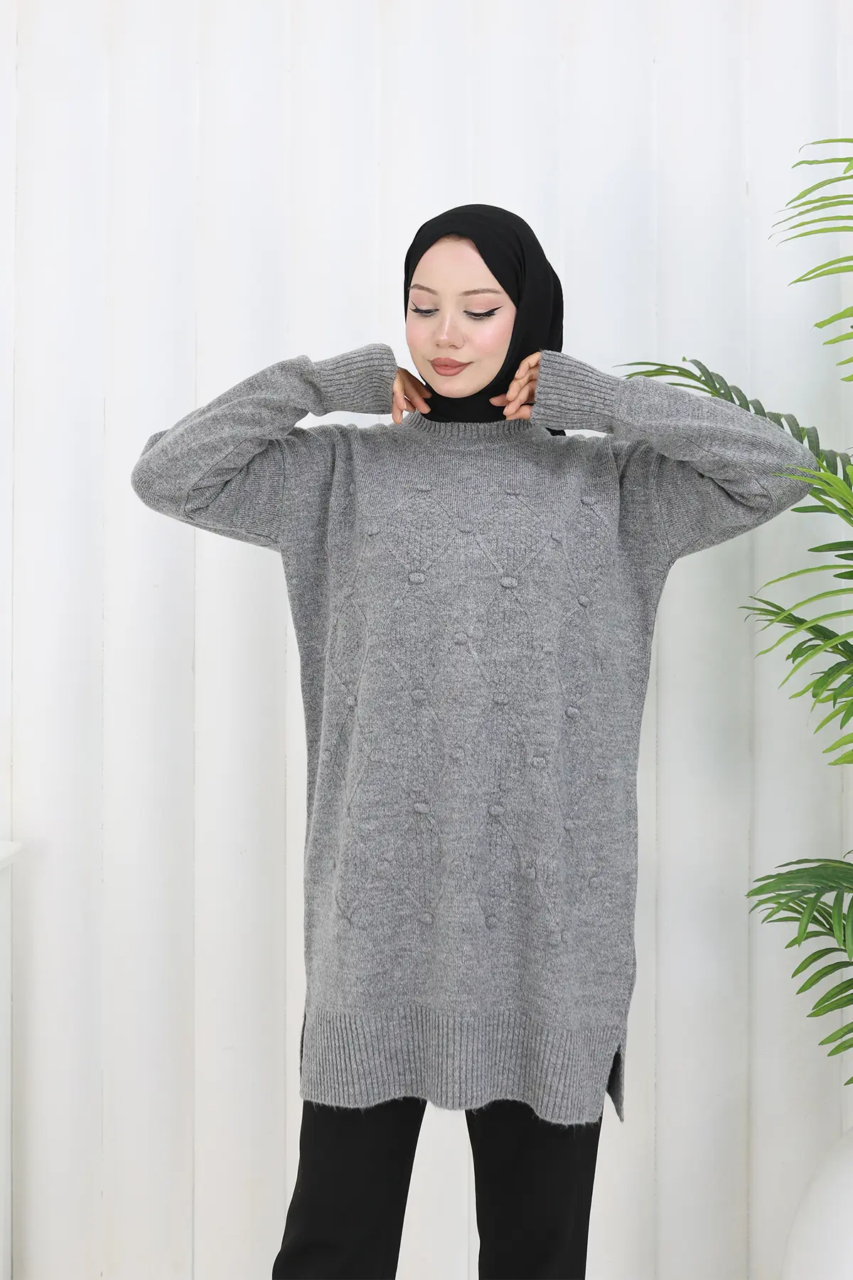 Desenli Triko Tunik-detail