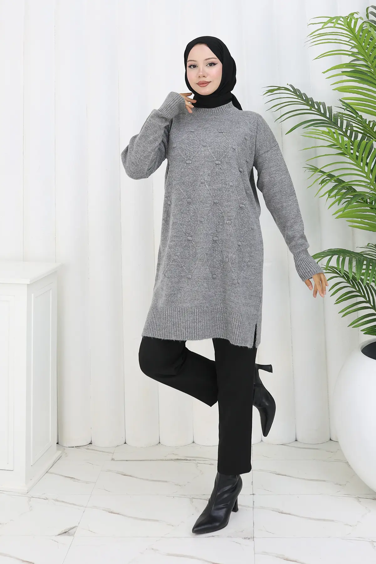 Desenli Triko Tunik-detail