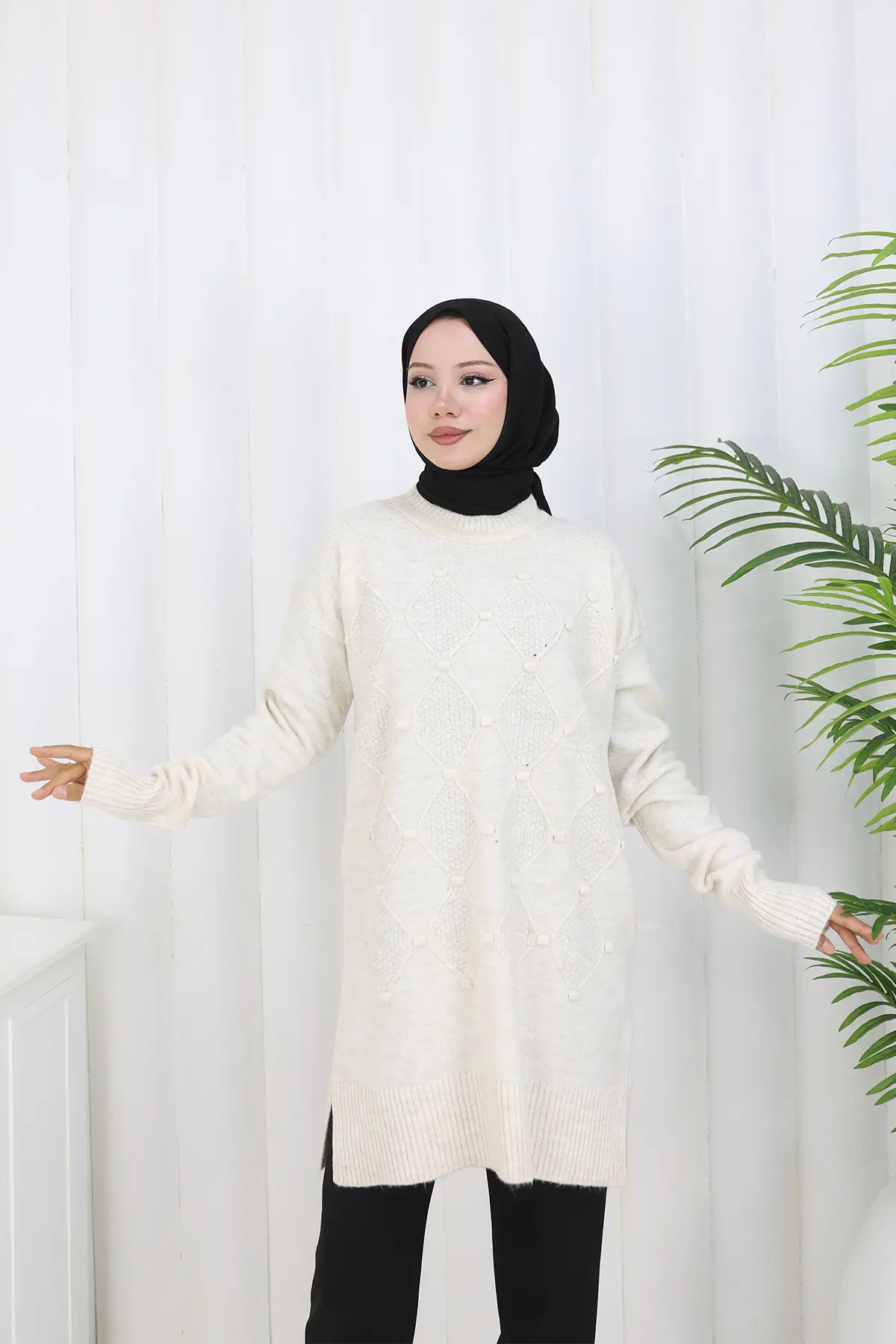 Desenli Triko Tunik-detail