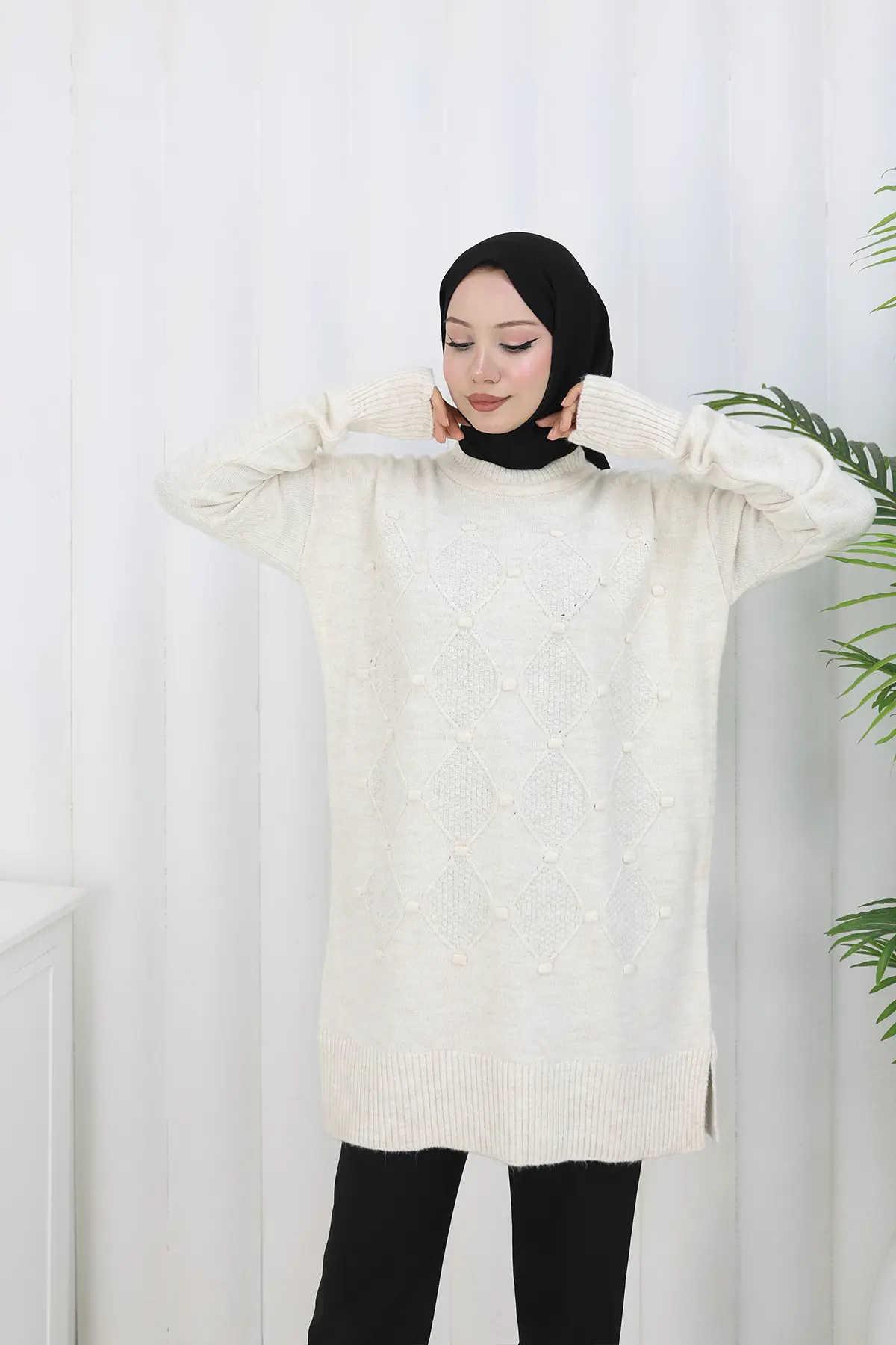 Desenli Triko Tunik-detail