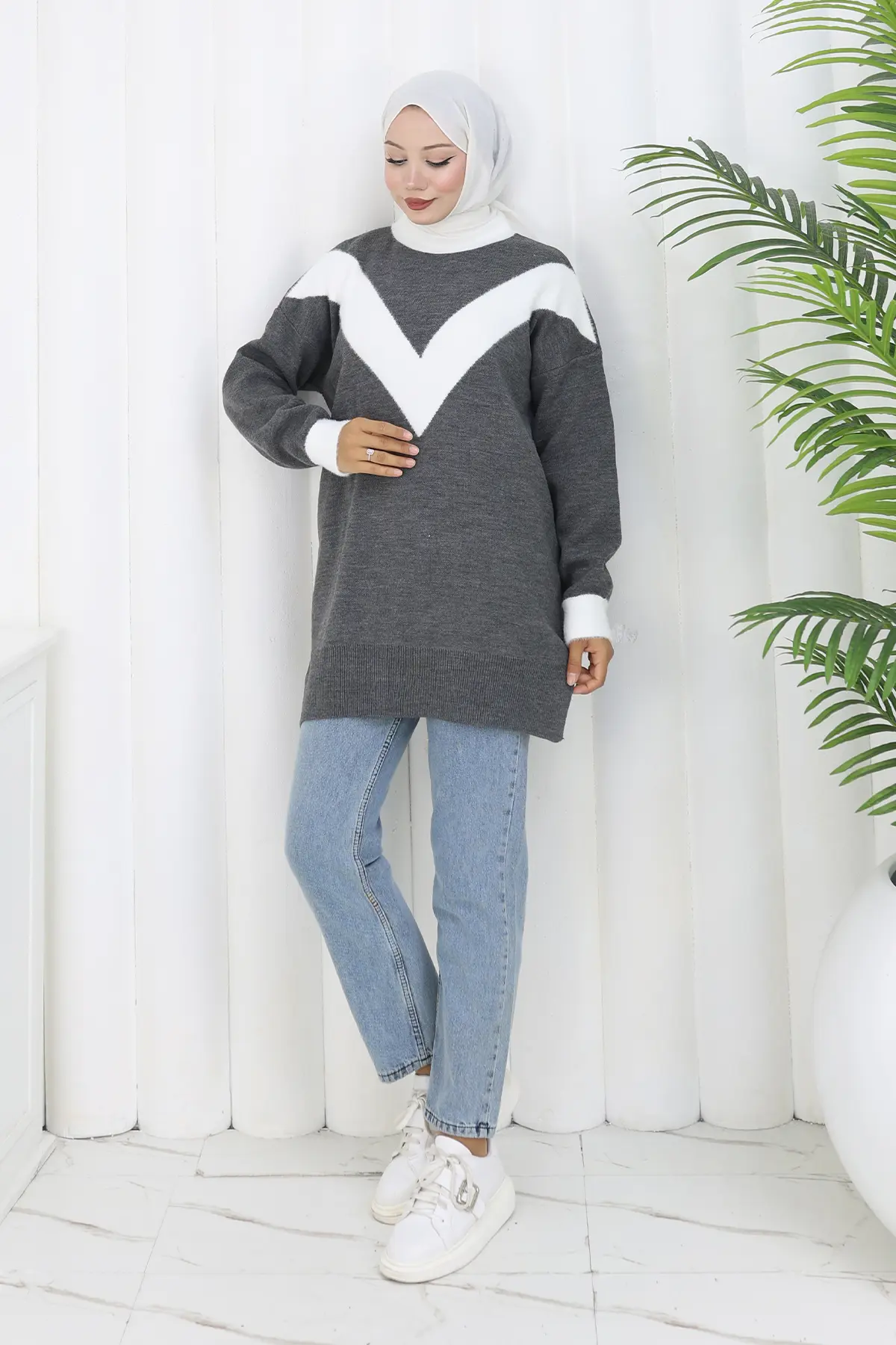 Desenli Triko Tunik-detail