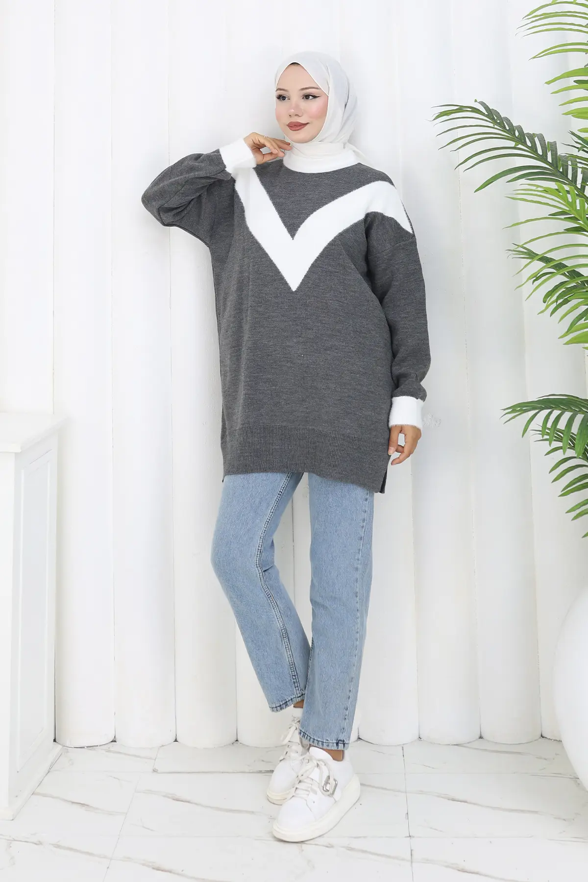 Desenli Triko Tunik-detail