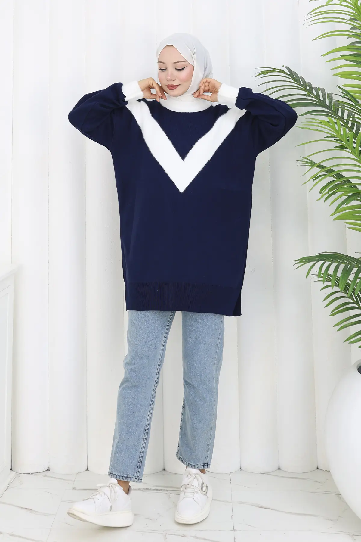 Desenli Triko Tunik-detail