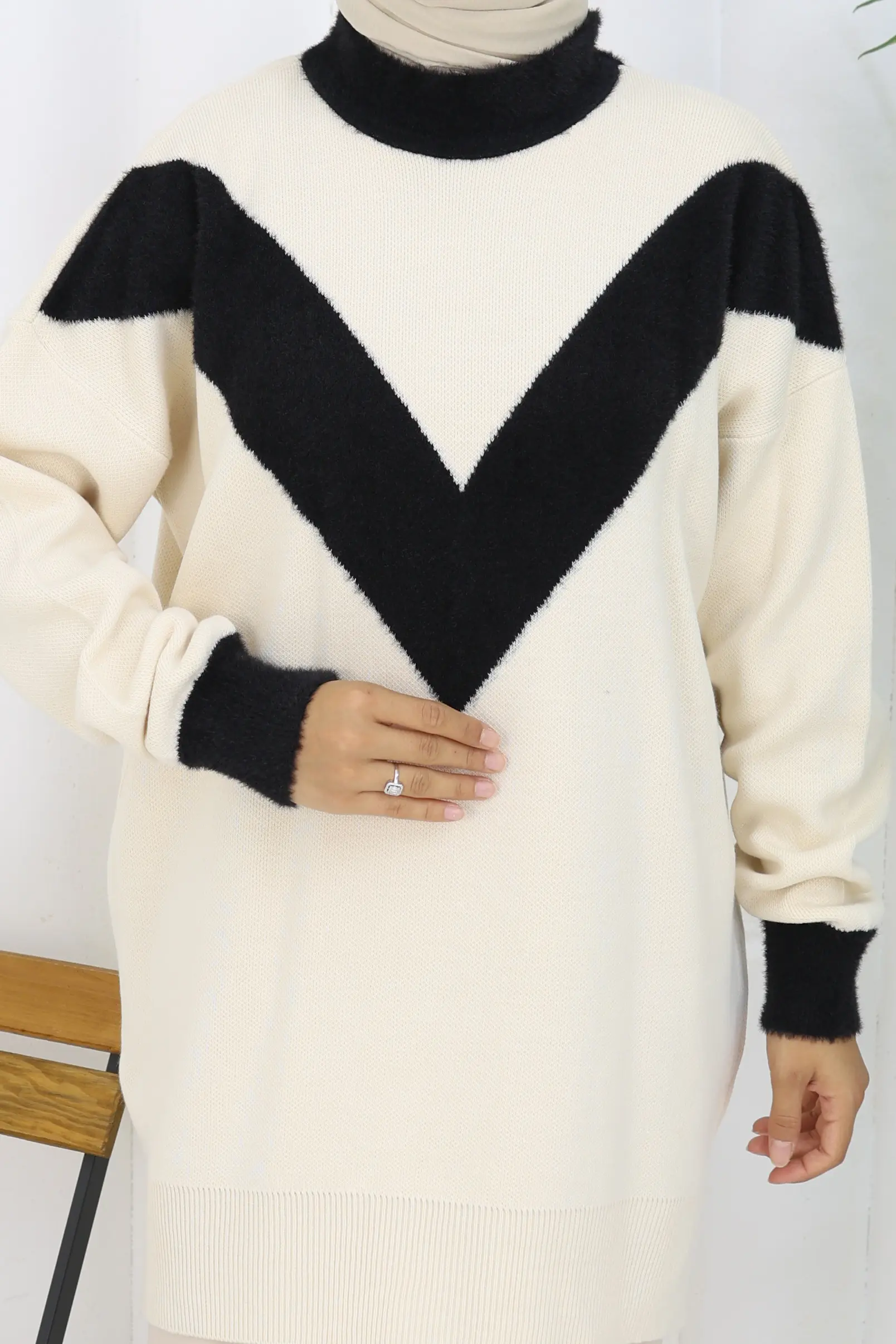 Desenli Triko Tunik-detail