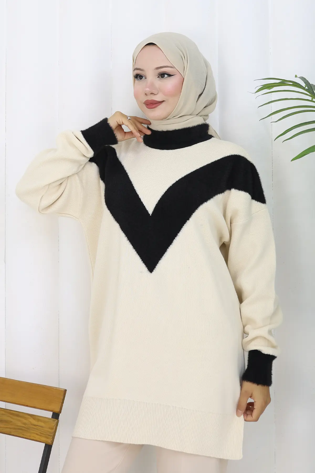 Desenli Triko Tunik-detail