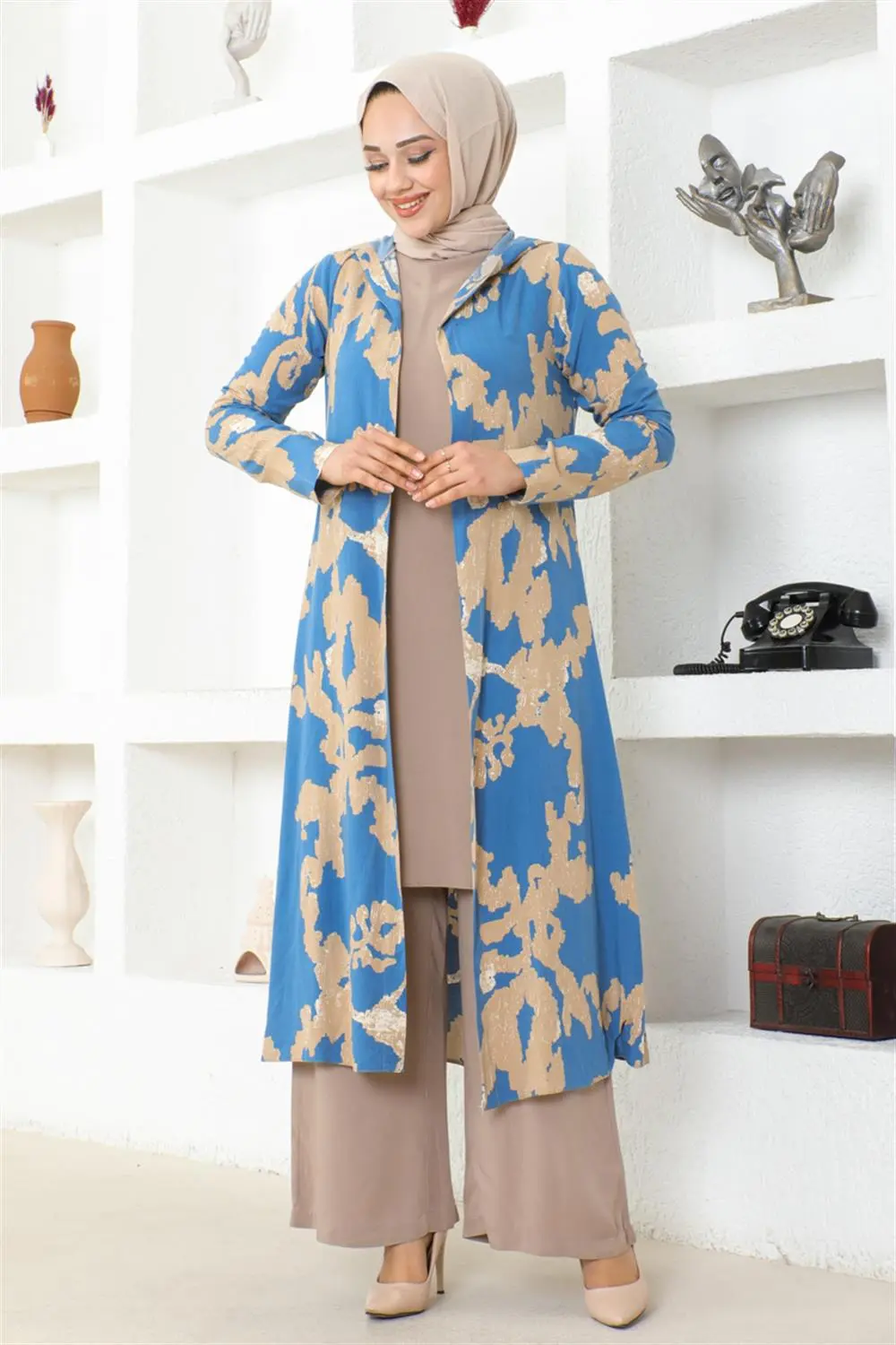 Desenli Üçlü Takım Indigo-detail