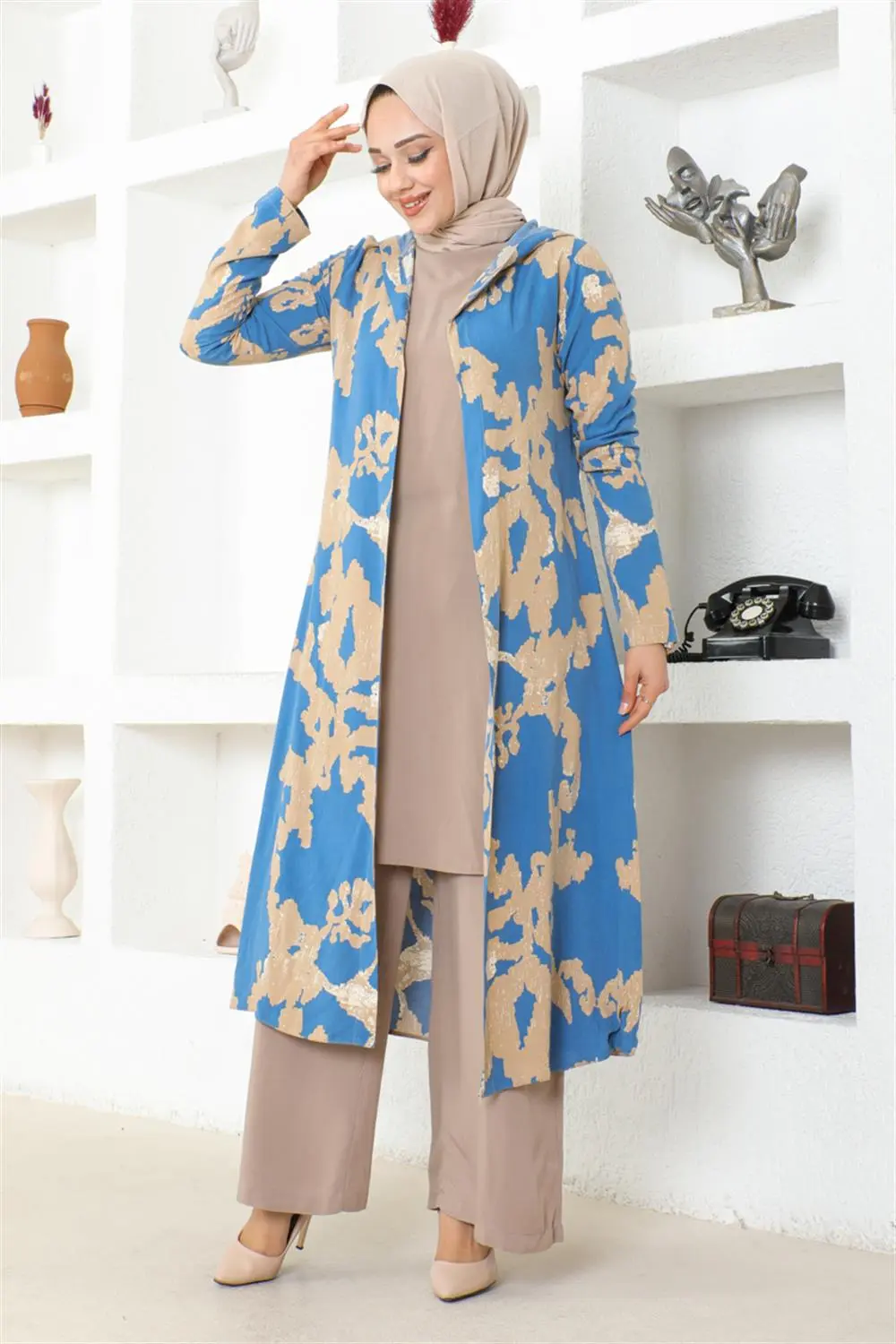 Desenli Üçlü Takım Indigo-detail