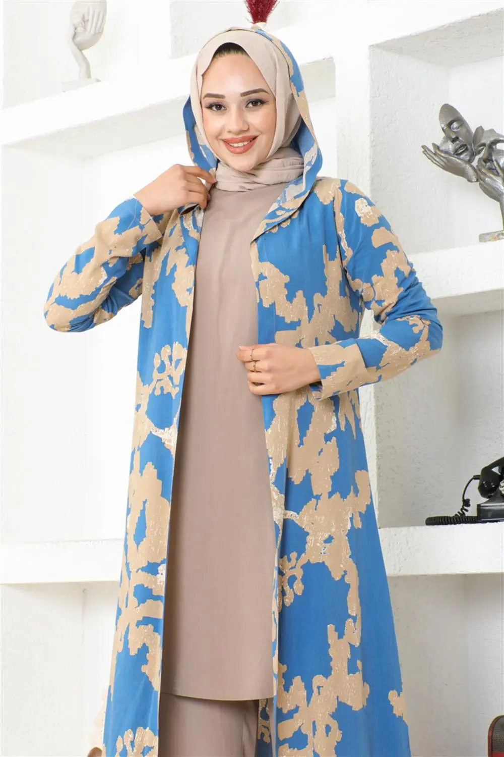 Desenli Üçlü Takım Indigo-detail