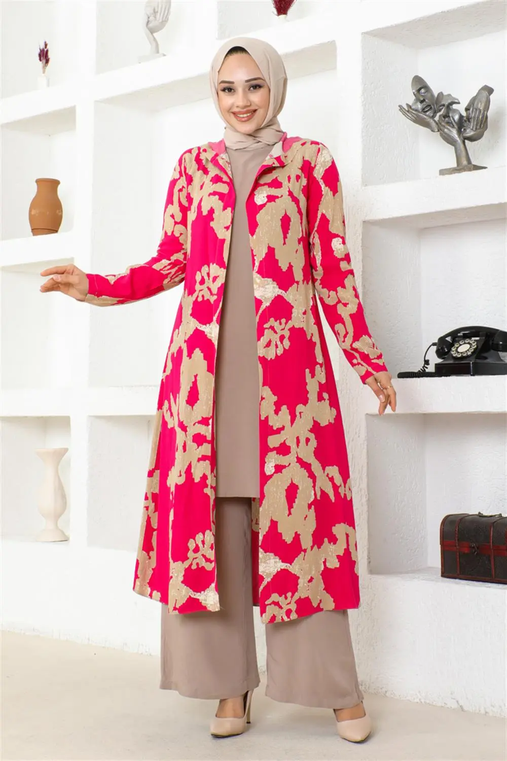 Desenli Üçlü Takım Kırmızı-detail