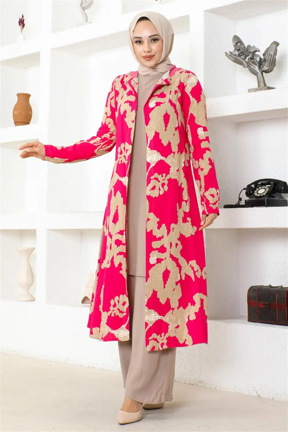 Desenli Üçlü Takım Kırmızı-detail