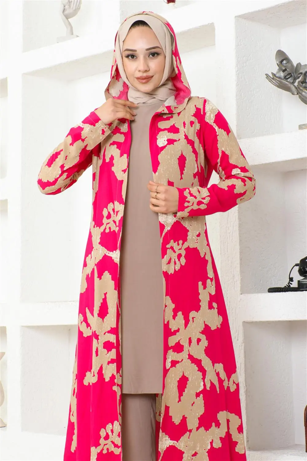 Desenli Üçlü Takım Kırmızı-detail