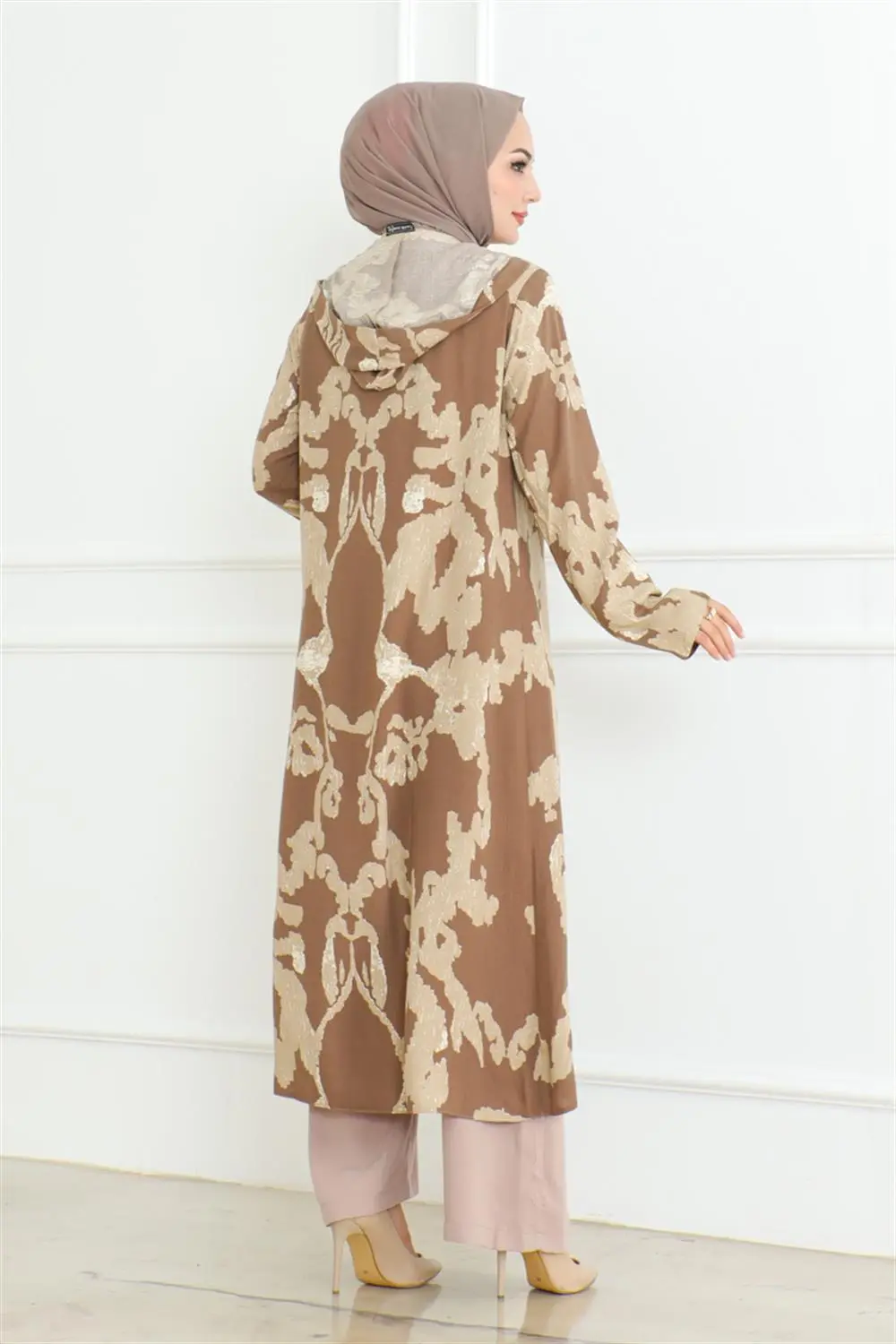 Desenli Üçlü Takım Koyu Vizon-detail