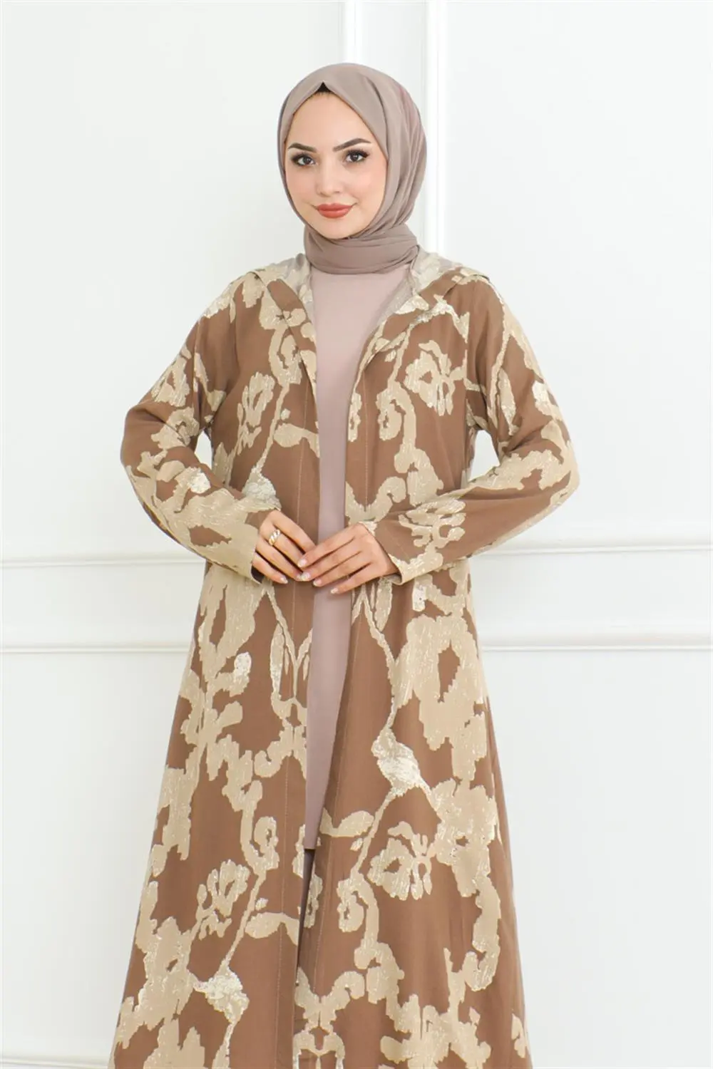 Desenli Üçlü Takım Koyu Vizon-detail