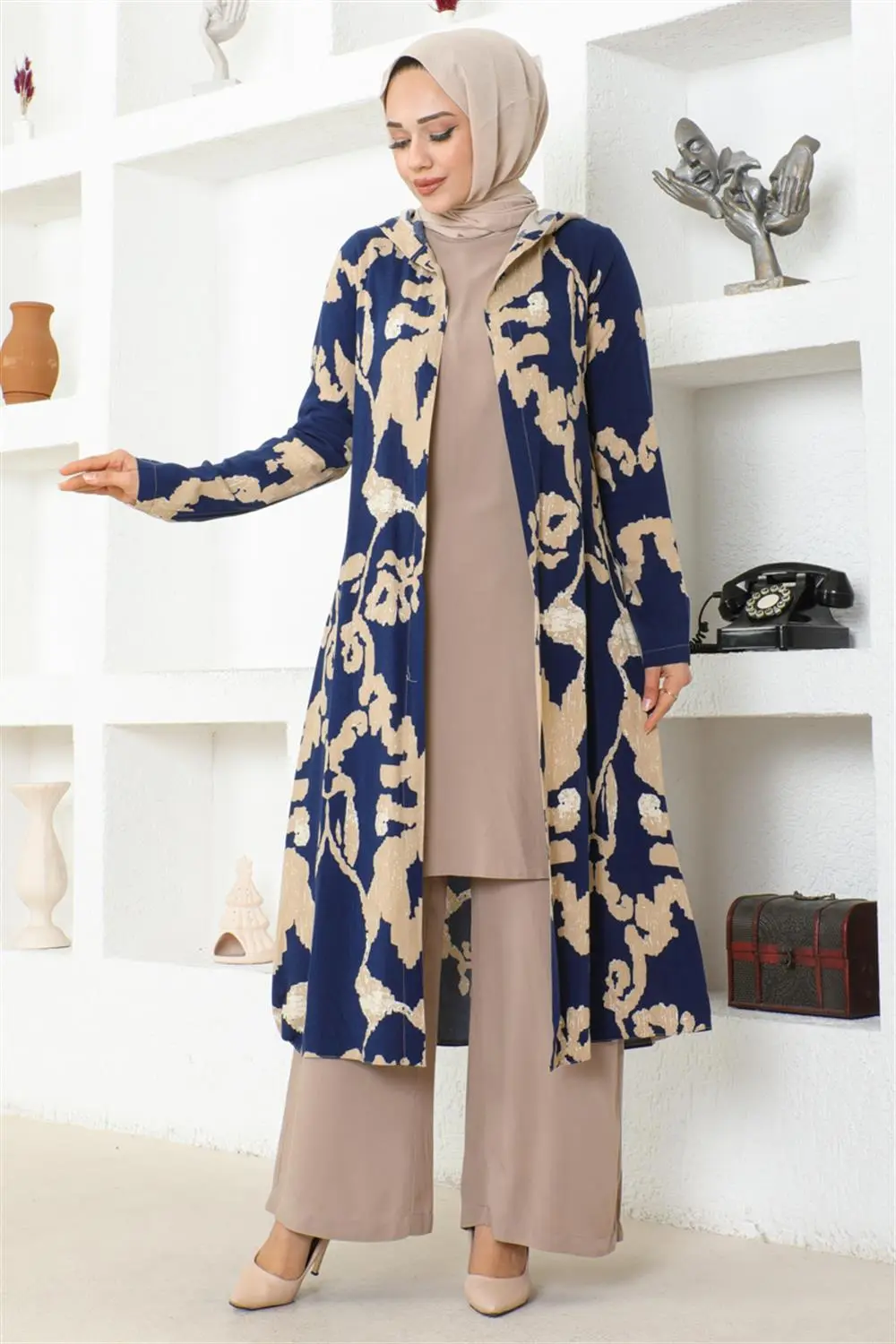 Desenli Üçlü Takım Lacivert-detail