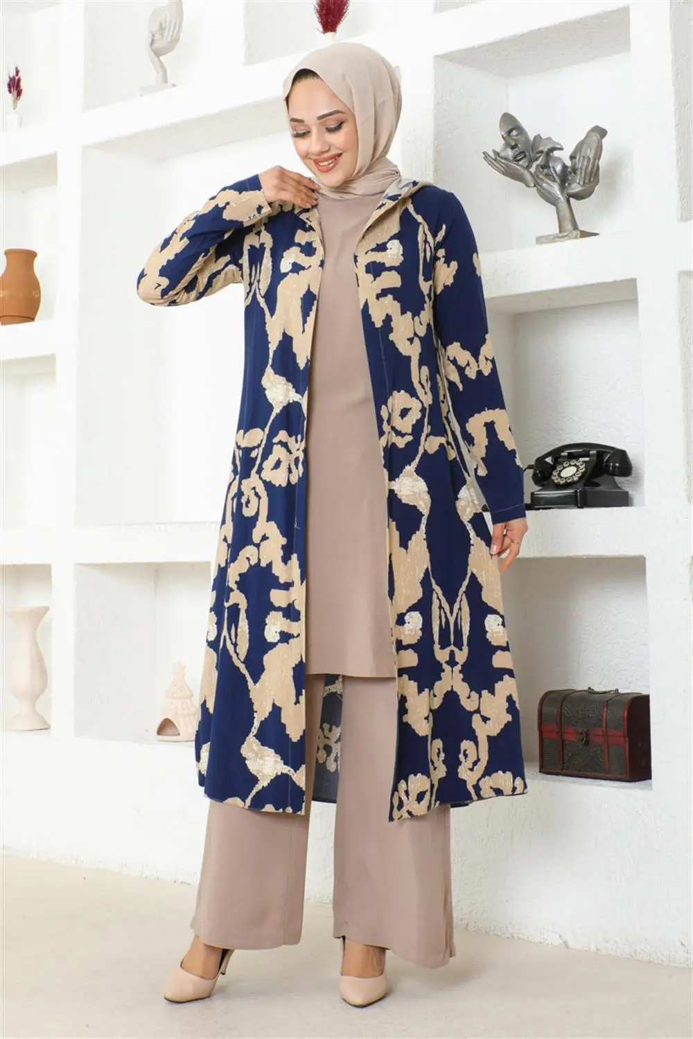 Desenli Üçlü Takım Lacivert-detail