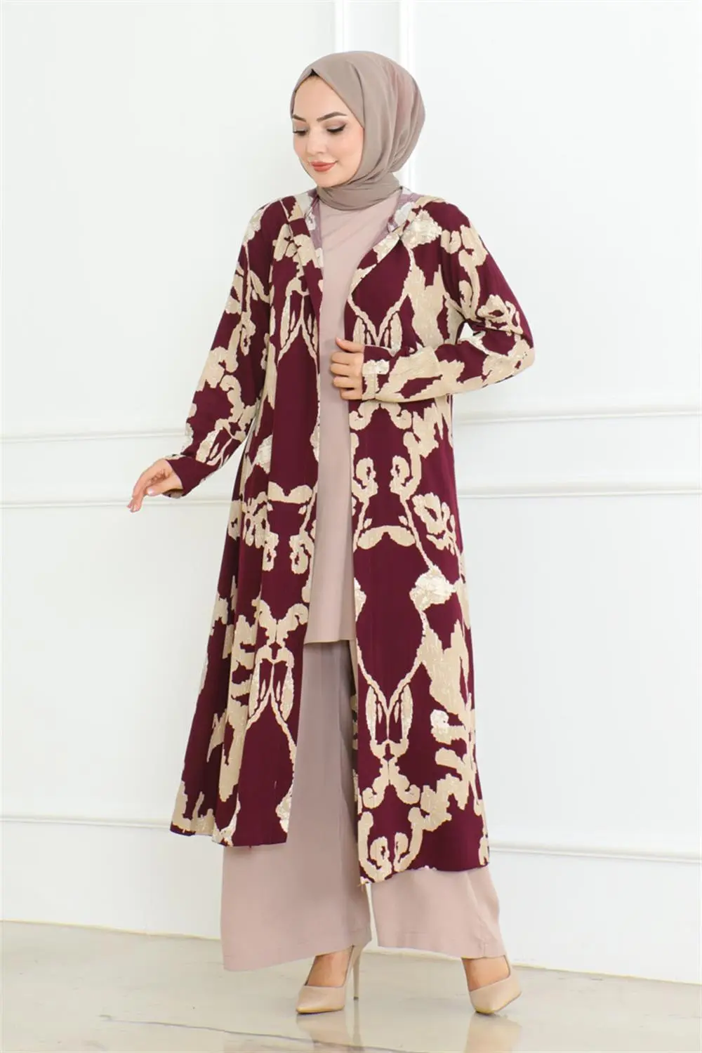 Desenli Üçlü Takım Mürdüm-detail