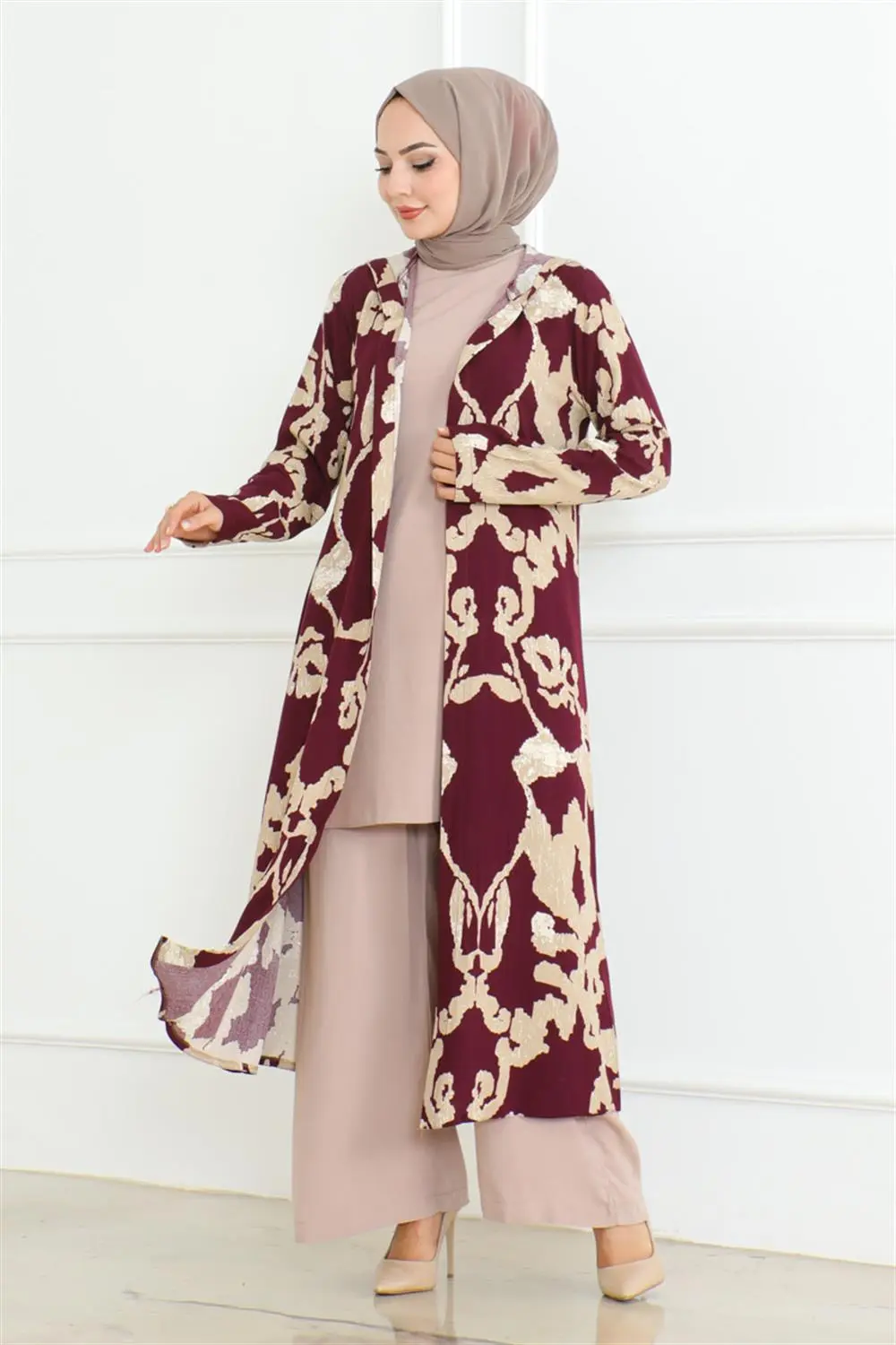 Desenli Üçlü Takım Mürdüm-detail