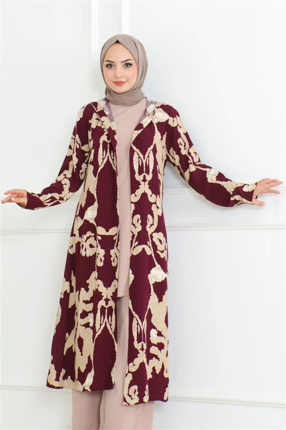 Desenli Üçlü Takım Mürdüm-detail