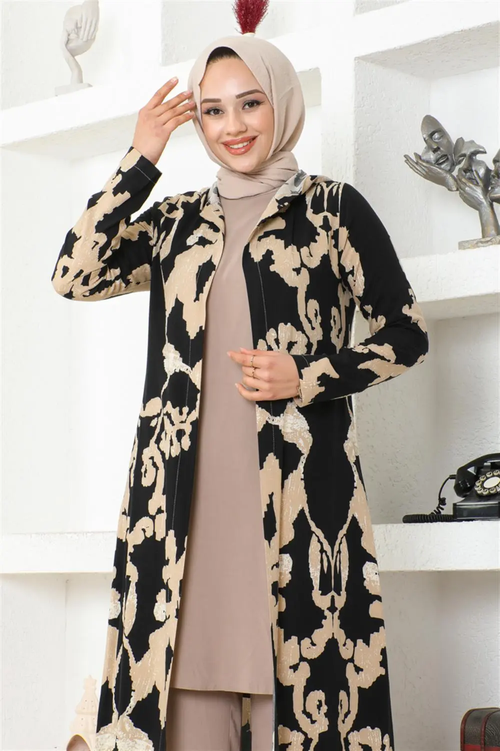 Desenli Üçlü Takım Siyah-detail