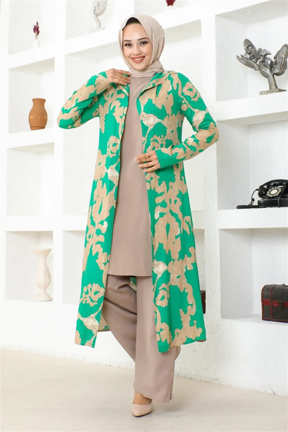 Desenli Üçlü Takım Yeşil-detail