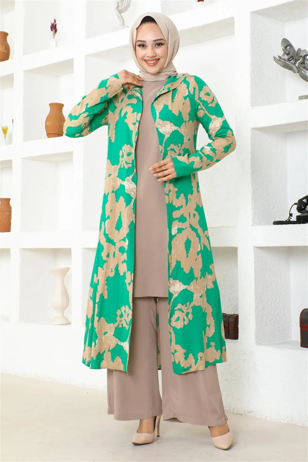 Desenli Üçlü Takım Yeşil-detail