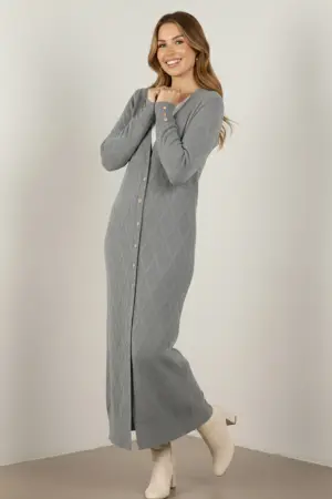 Desenli Uzun Merserize Hırka