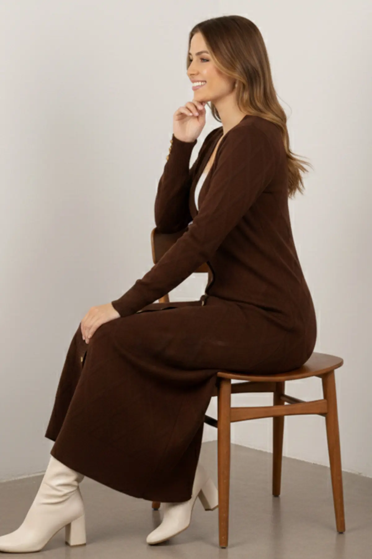 Desenli Uzun Merserize Hırka-detail