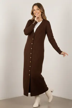 Patterned Long Mercerized Cardigan