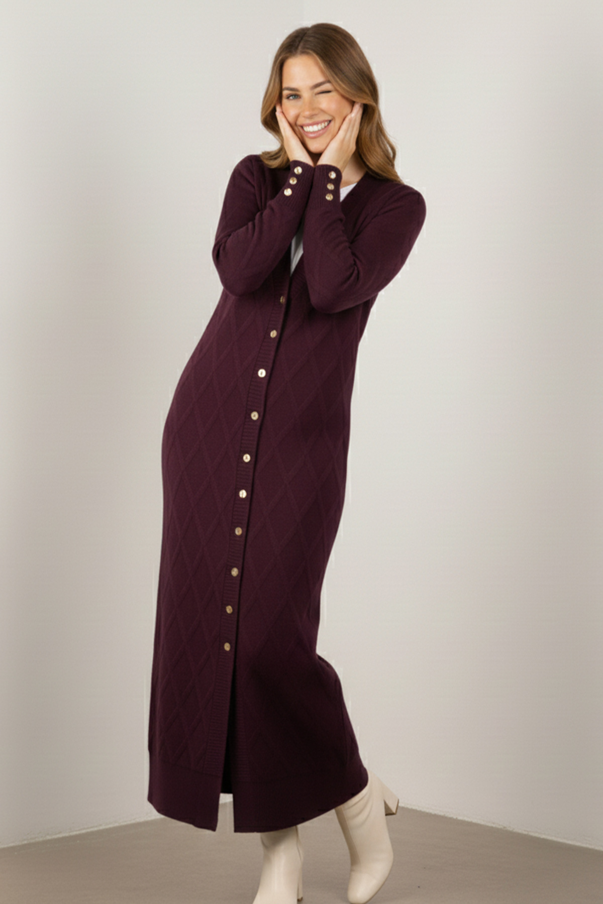 Desenli Uzun Merserize Hırka