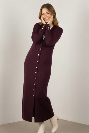 Patterned Long Mercerized Cardigan