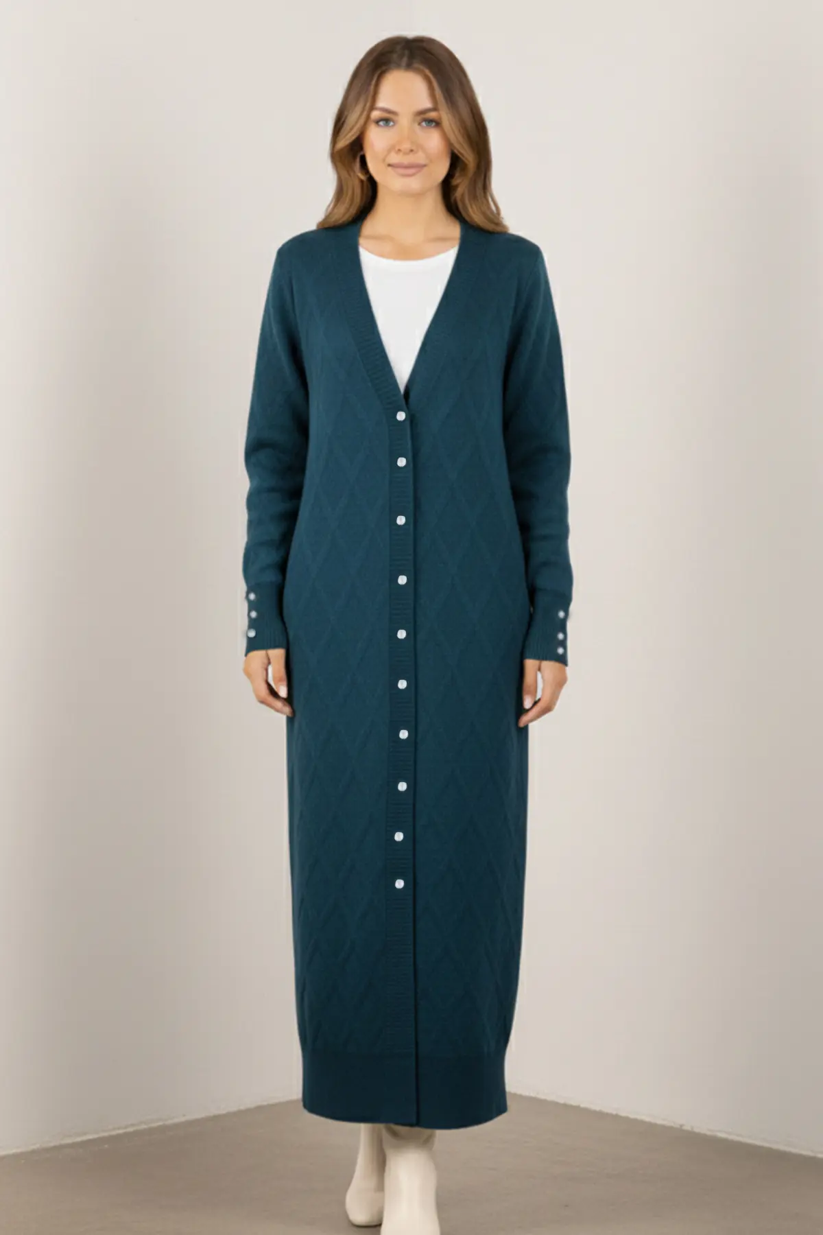 Desenli Uzun Merserize Hırka