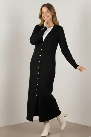 Patterned Long Mercerized Cardigan