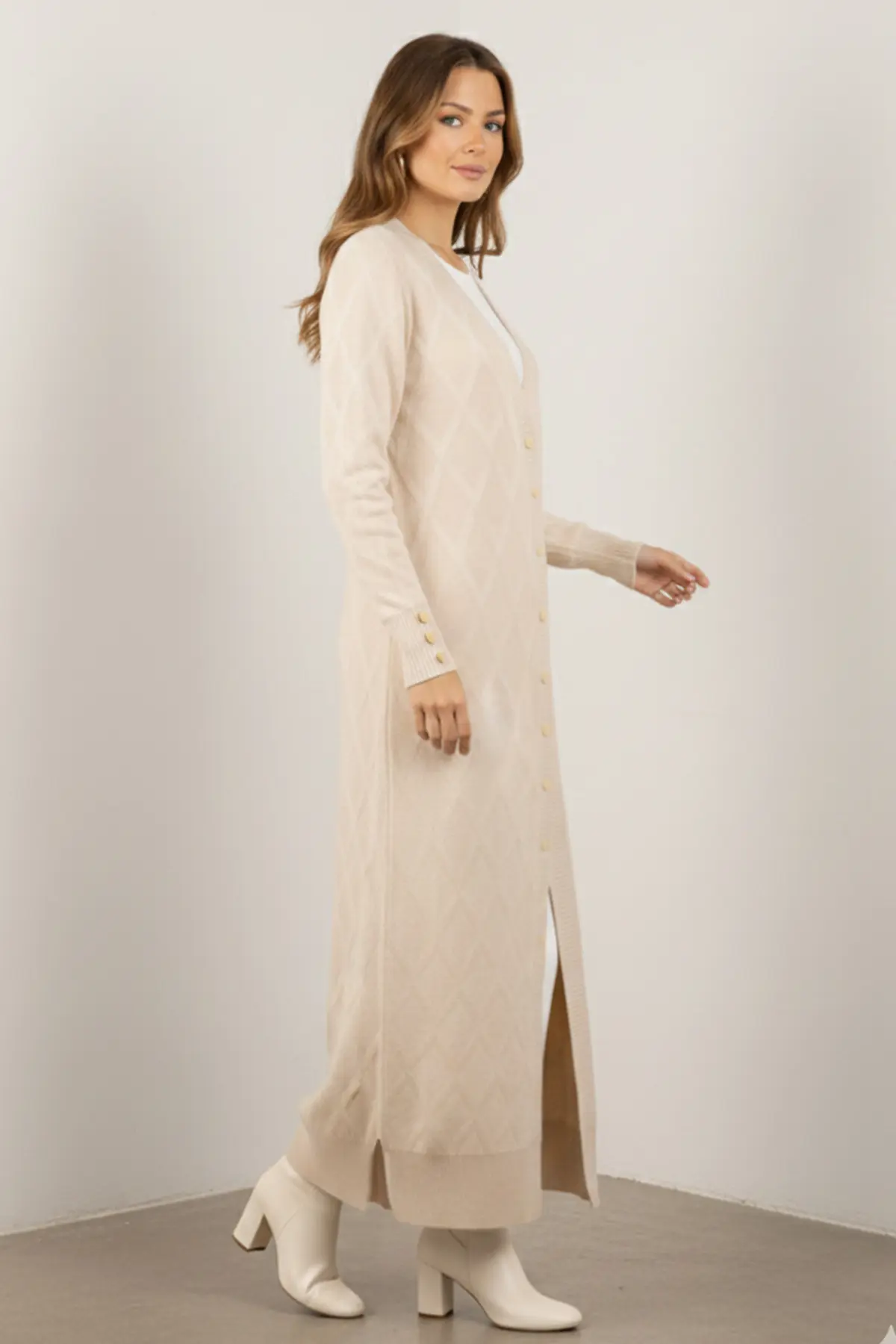 Desenli Uzun Merserize Hırka-detail