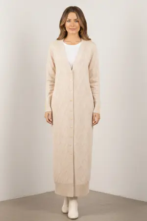 Desenli Uzun Merserize Hırka