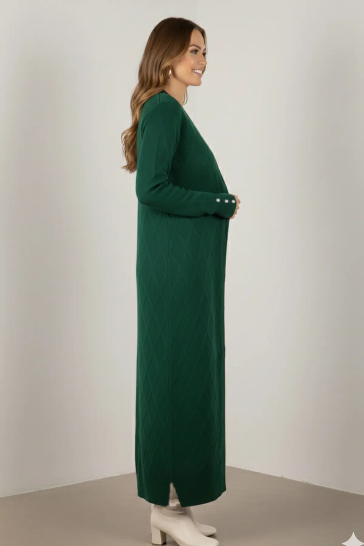 Desenli Uzun Merserize Hırka-detail