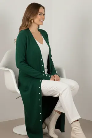 Patterned Long Mercerized Cardigan