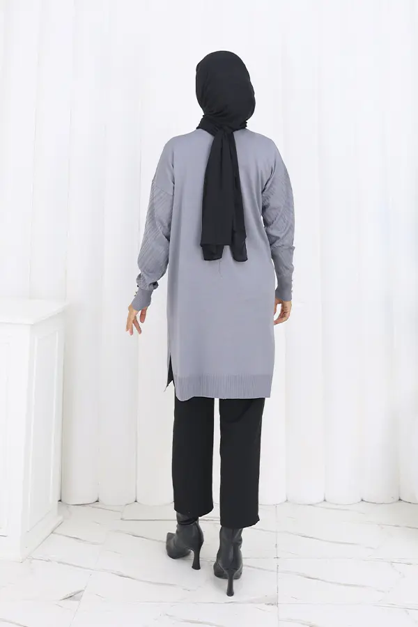 Desenli Uzun Merserize Hırka-detail