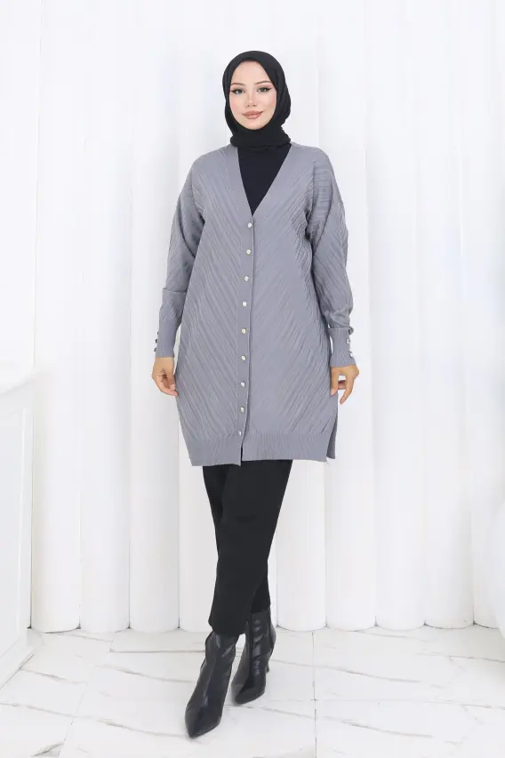 Desenli Uzun Merserize Hırka