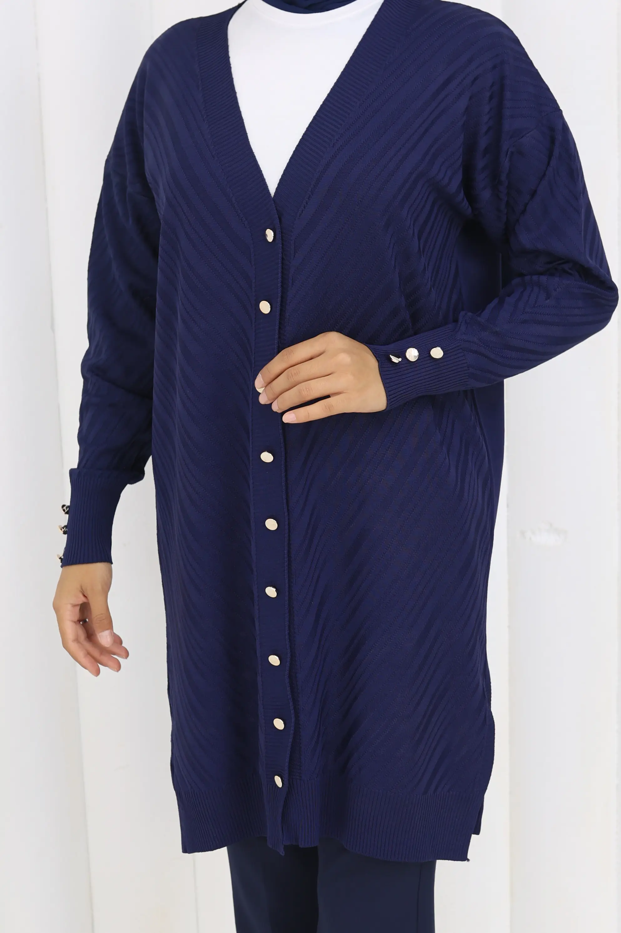 Desenli Uzun Merserize Hırka-detail