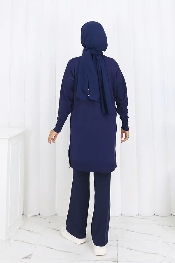 Desenli Uzun Merserize Hırka-detail