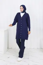 Patterned Long Mercerized Cardigan