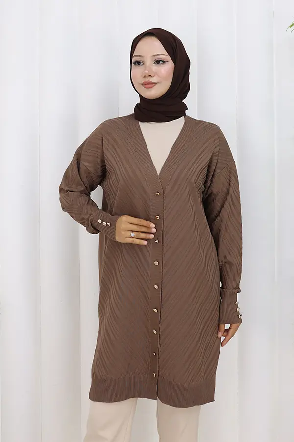 Desenli Uzun Merserize Hırka-detail