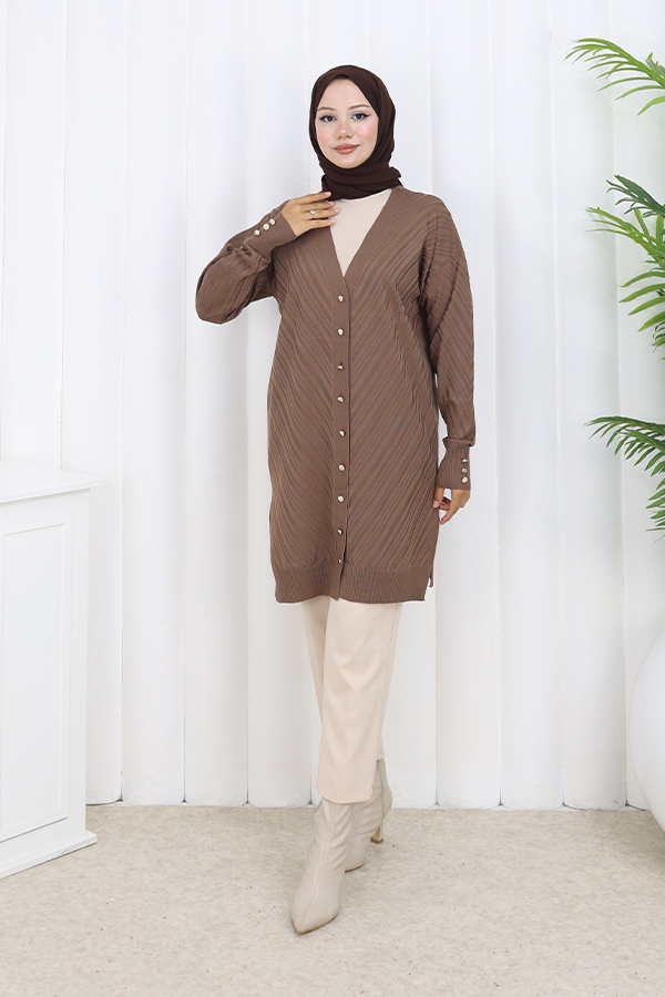 Desenli Uzun Merserize Hırka