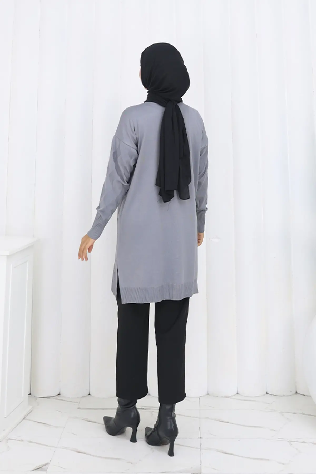 Desenli Uzun Merserize Hırka-detail